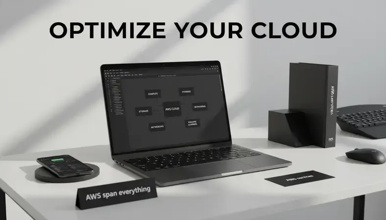 Diagram showing the major categories of AWS services including compute, storage, database, networking, and machine learning arranged in a visual hierarchy