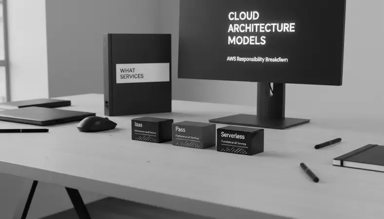 Side-by-side comparison of IaaS vs PaaS vs serverless architecture patterns on AWS showing responsibility boundaries for each model