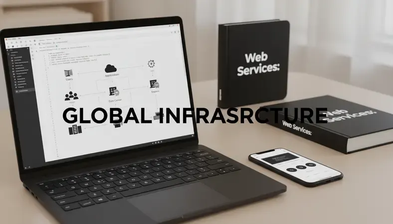 Diagram showing how AWS cloud infrastructure connects users, applications, and data centers across regions