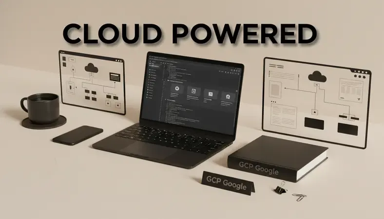 Google Cloud Platform dashboard showing compute, storage, and networking services on a modern interface