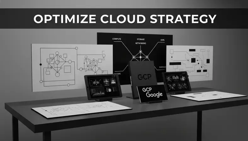 Diagram showing GCP Google Cloud service categories including compute, storage, database, networking, and AI/ML products