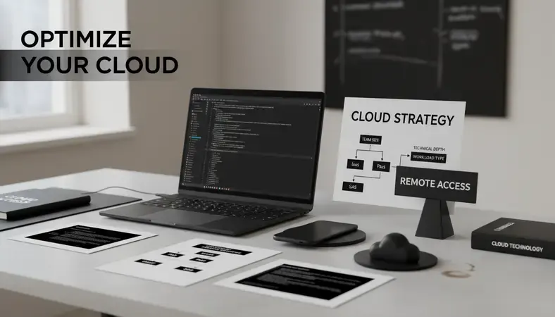 Flowchart showing decision points for choosing between IaaS, PaaS, and SaaS cloud offerings based on team size, technical depth, and workload type
